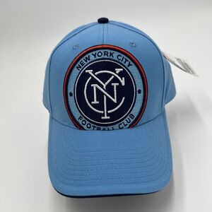 MLS New York City FC NYCFC Baseball Cap Hat Sky Blue Hook and Loop NWT OSFA